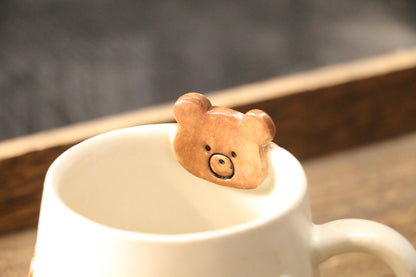 Handgefertigte 3D-Bären-Kaffeetasse – Einzigartige Keramik-Teetasse mit erhabenen Bärendetails