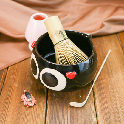Handmade Soot Sprites 3D Heart Design Pet Urn, Personalized Ceramic Pet Keepsake Urn Ceramic Matcha Set, Handmade Matcha Bowl for Anime Lovers