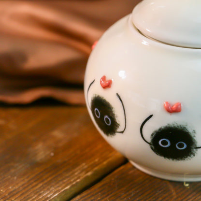 Handmade Soot Sprites 3D Heart Design Pet Urn, Personalized Ceramic Pet Keepsake Urn