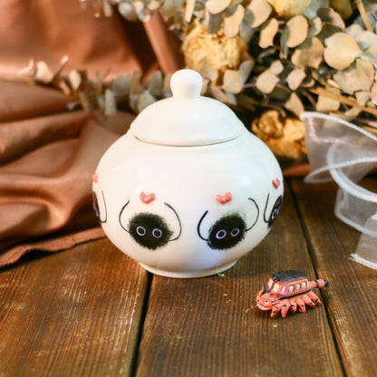 Handmade Soot Sprites 3D Heart Design Pet Urn, Personalized Ceramic Pet Keepsake Urn