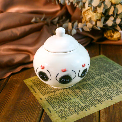 Handmade Soot Sprites 3D Heart Design Pet Urn, Personalized Ceramic Pet Keepsake Urn