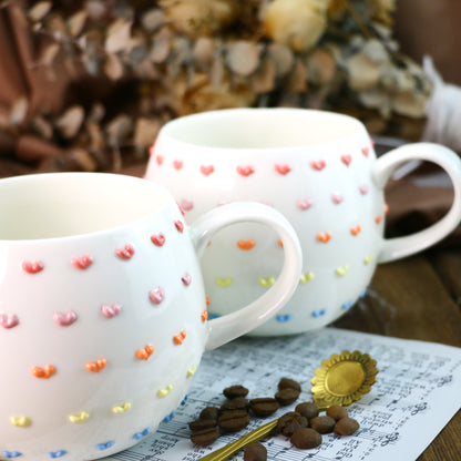 3D Heart Embossed Mug – Handmade Ceramic Cup for Coffee Lovers