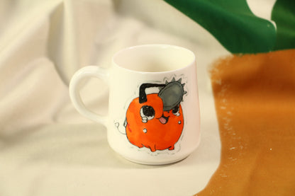 Chainsawman Pochita Handmade Ceramic Mug, Personalized Ceramic Cup for Anime Lovers