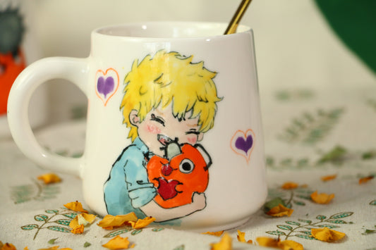 Chainsawman Denji Handmade Ceramic Mug, Personalized Ceramic Cup for Anime Lovers