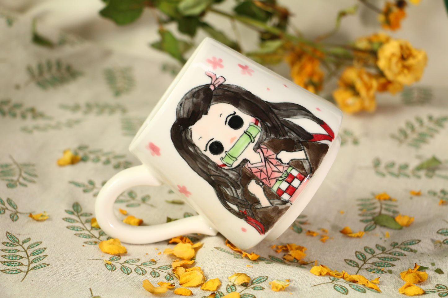 Demon-Slayer Nezuko Ceramic Mugs, Personalized Ceramic Cup for Anime Lovers