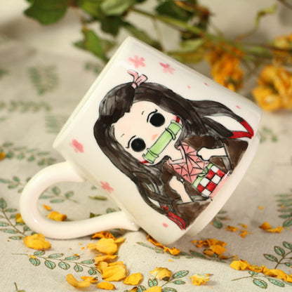 Demon-Slayer Nezuko Ceramic Mugs, Personalized Ceramic Cup for Anime Lovers