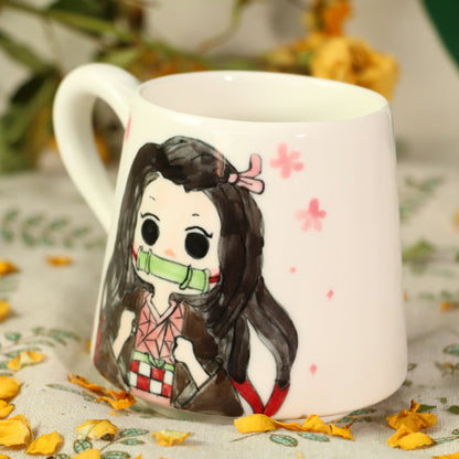 Demon-Slayer Nezuko Ceramic Mugs, Personalized Ceramic Cup for Anime Lovers