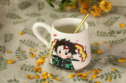 Demon-Slayer Kamado Tanjirou Ceramic Mugs, Personalized Pottery Cup for Anime Lovers