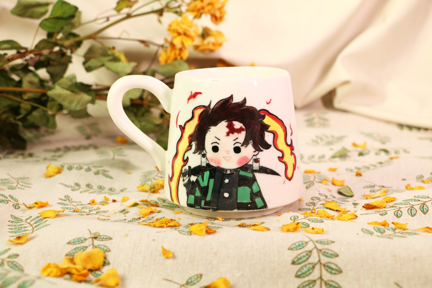 Demon-Slayer Kamado Tanjirou Ceramic Mugs, Personalized Pottery Cup for Anime Lovers