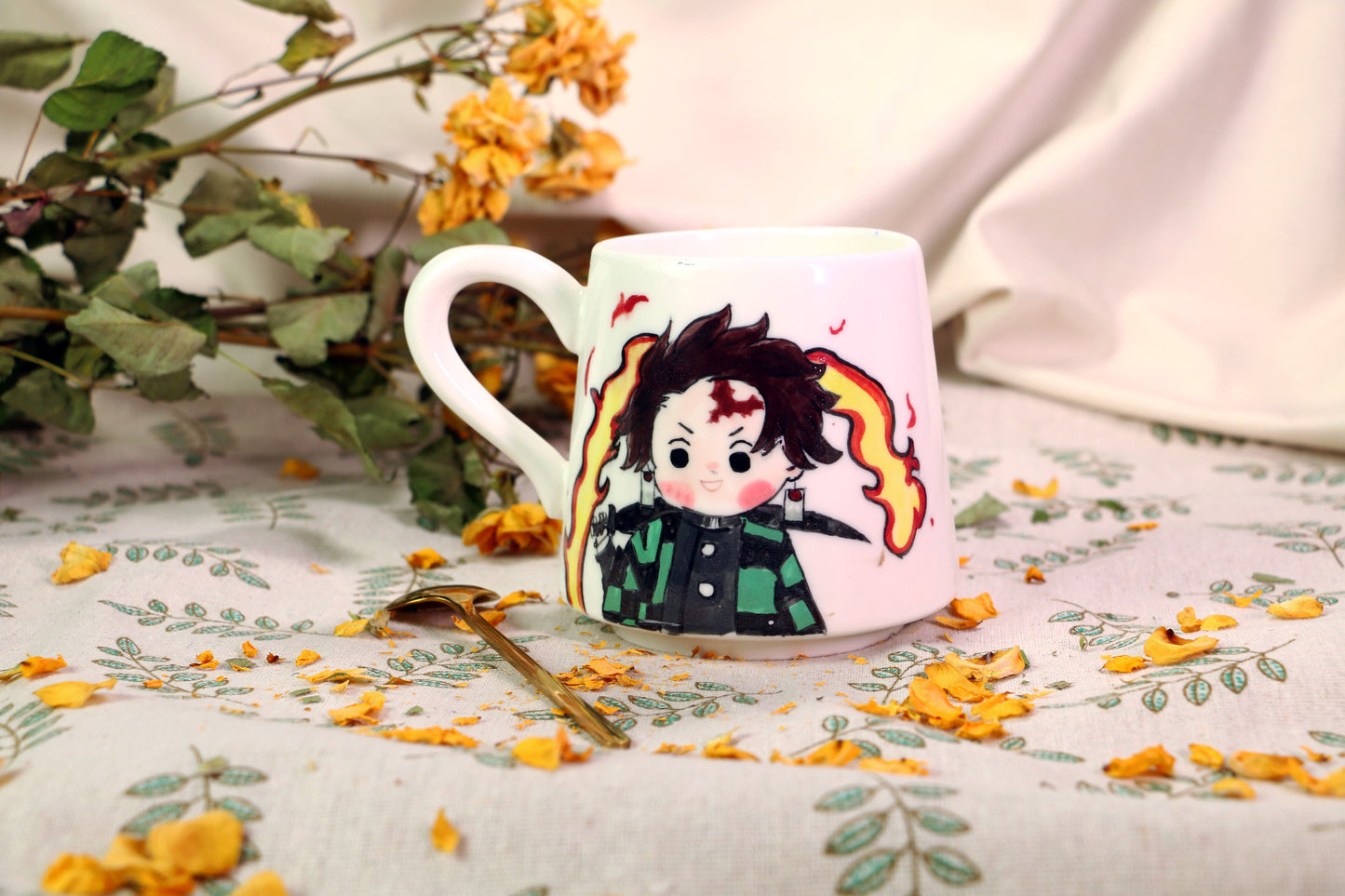 Demon-Slayer Kamado Tanjirou Ceramic Mugs, Personalized Pottery Cup for Anime Lovers
