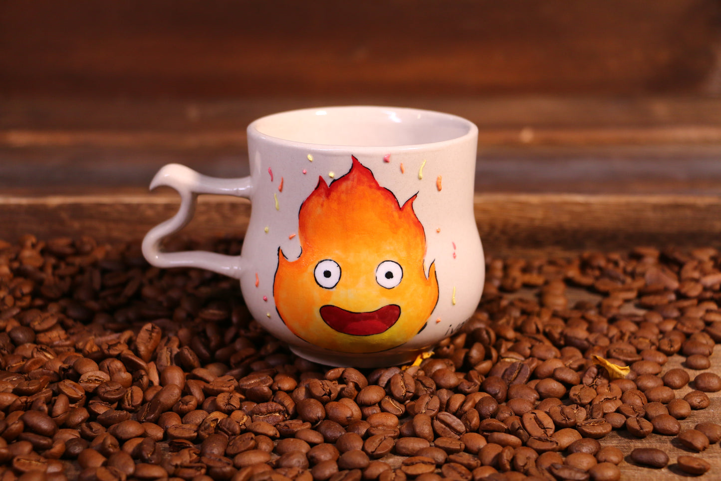 Handmade Fire Demon Character Cup, Totoro Inside Cup,  Unique Anime Gift