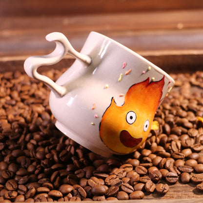 Handmade Calcifer Ceramic Mug – Personalized Pottery Gift for Studio Ghibli Fans