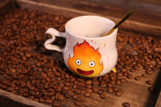 Handmade Fire Demon Character Cup, Totoro Inside Cup,  Unique Anime Gift