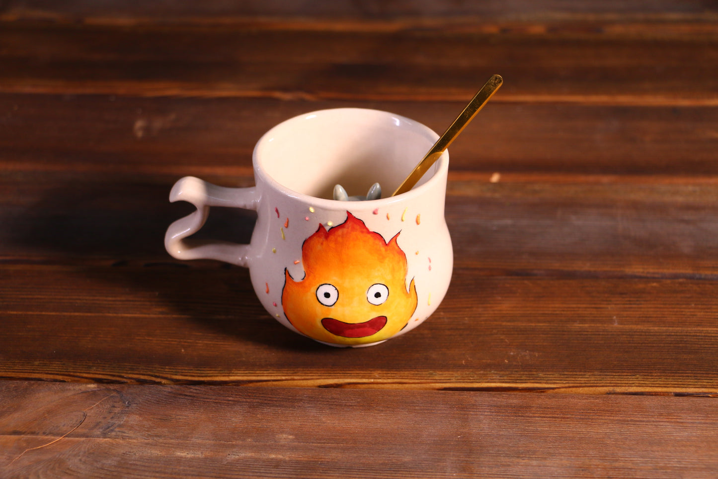 Handmade Fire Demon Character Cup, Totoro Inside Cup,  Unique Anime Gift