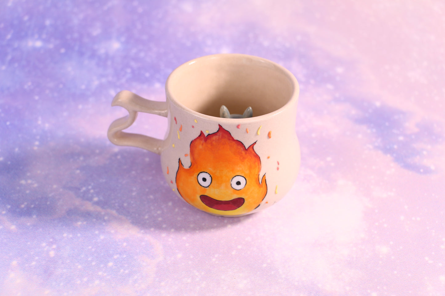 Handmade Fire Demon Character Cup, Totoro Inside Cup,  Unique Anime Gift