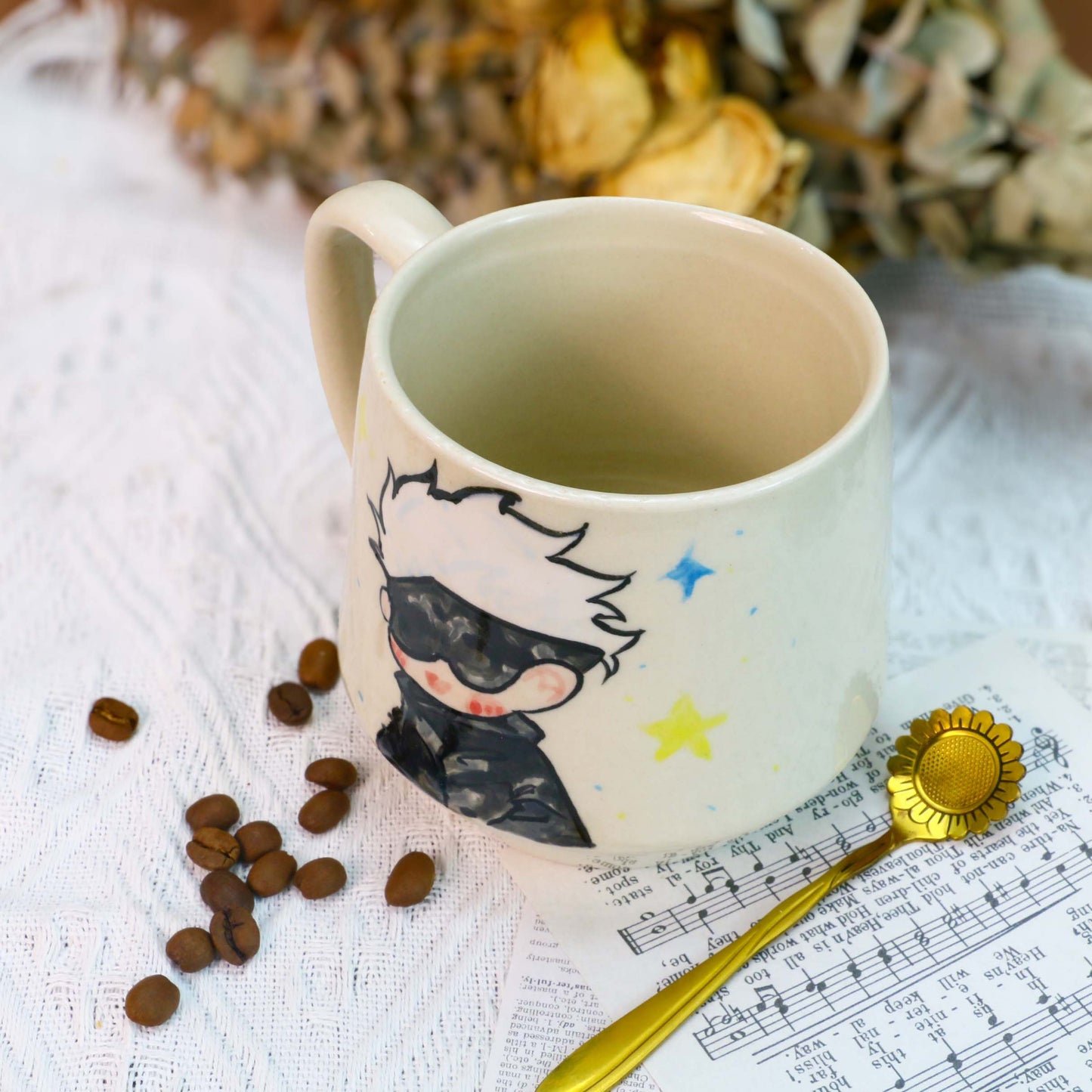 Gojo Satoru Hand-Painted Ceramic Mug - Anime Gift for Jujutsu Kaisen Fans