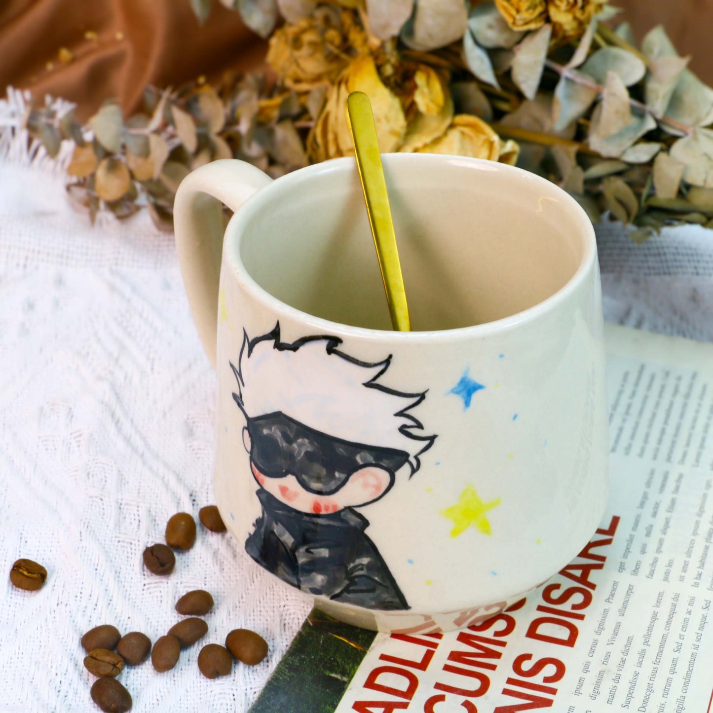 Gojo Satoru Hand-Painted Ceramic Mug - Anime Gift for Jujutsu Kaisen Fans