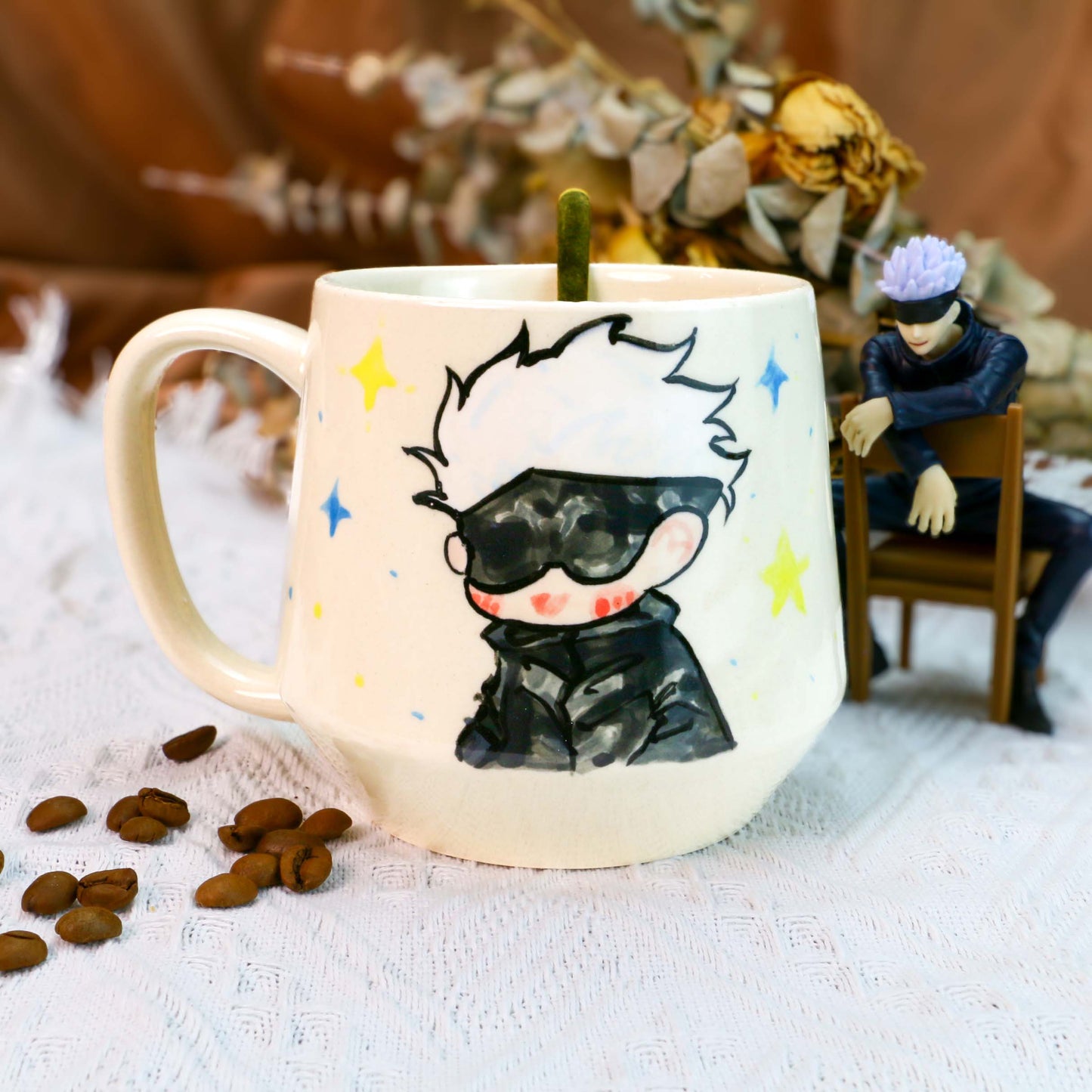 Gojo Satoru Hand-Painted Ceramic Mug - Anime Gift for Jujutsu Kaisen Fans