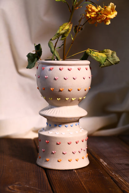 Handmade 3D Heart Vase – Elegant Ceramic Flower Planter for Home Decor