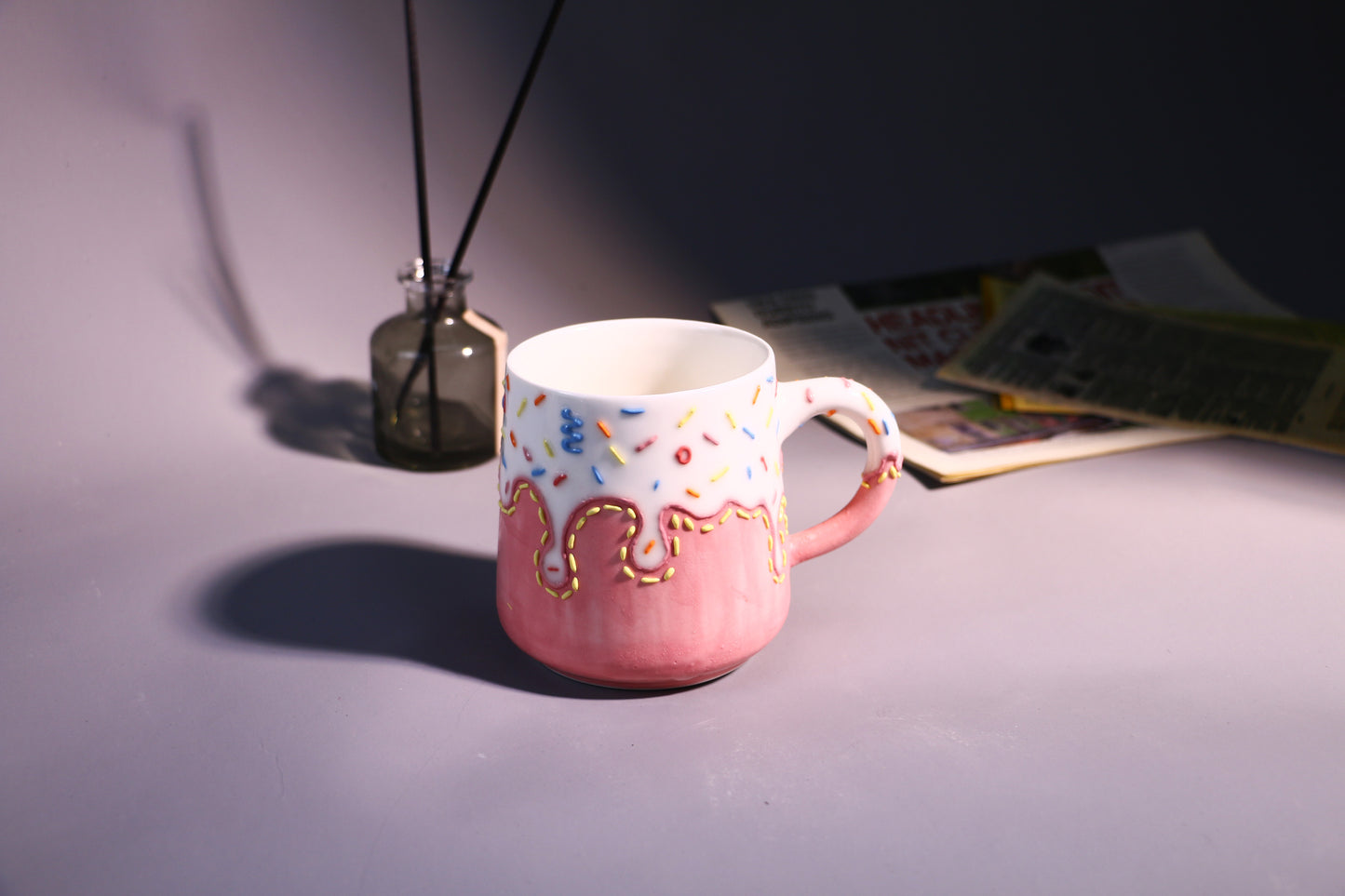 Handpainted Sweet Ice Cream Ceramic Mug, Personalized Pottery Mug for Coffee Lover