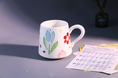 Handmade Floral Coffee Mug – Hand-Painted Ceramic Tea Cup with Bright Flowers