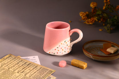 Ice Cream Ceramic Mug with Sprinkles Design, Handmade Cute Pottery Cup for Daily Use