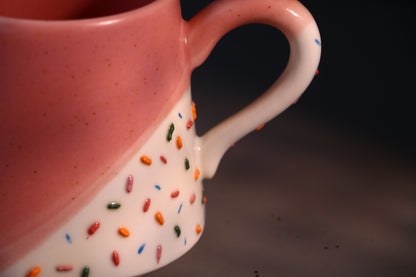 Ice Cream Ceramic Mug with Sprinkles Design, Handmade Cute Pottery Cup for Daily Use