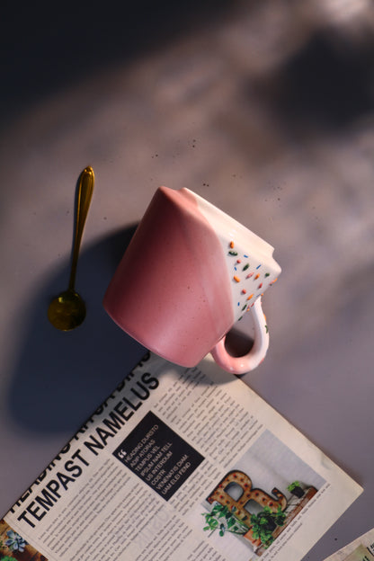 Ice Cream Ceramic Mug with Sprinkles Design, Handmade Cute Pottery Cup for Daily Use