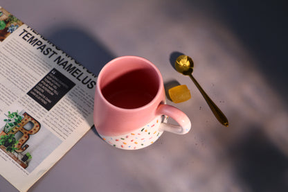 Ice Cream Ceramic Mug with Sprinkles Design, Handmade Cute Pottery Cup for Daily Use
