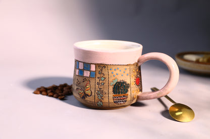 Hand-Painted Woodland Mug – Cute Ceramic Coffee Cup with Animal and Nature Design