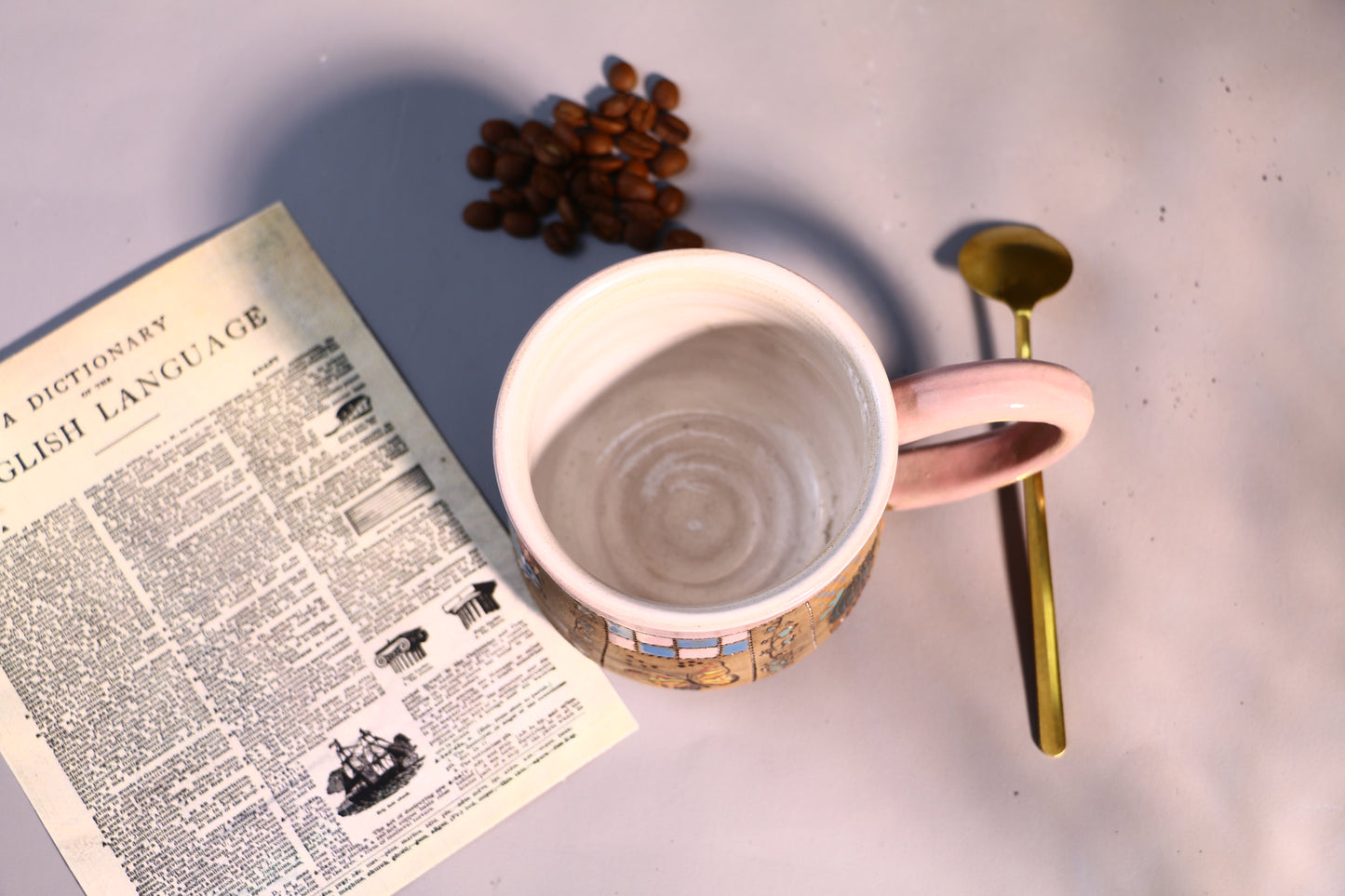 Natural Hand-painted Ceramic Coffee Mug, Floral Personalized Handmade Pottery Cup for Gifts