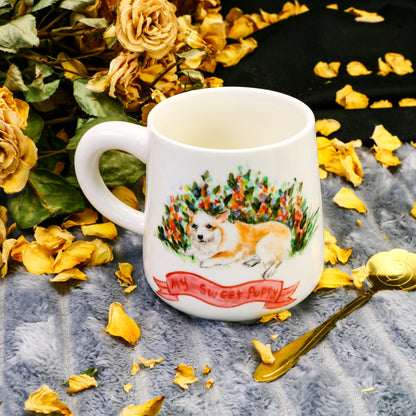 Custom Pet Portrait Ceramic Mug, Hand-Painted Pet Pottery Cup for Pet Memorial