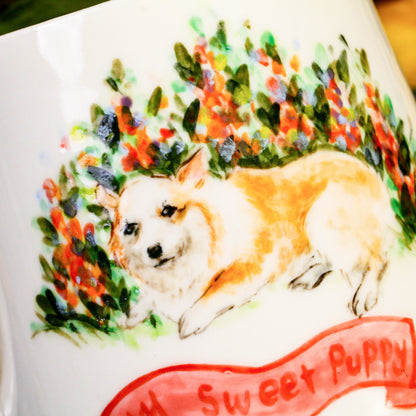 Custom Pet Portrait Ceramic Mug, Hand-Painted Pet Pottery Cup for Pet Memorial