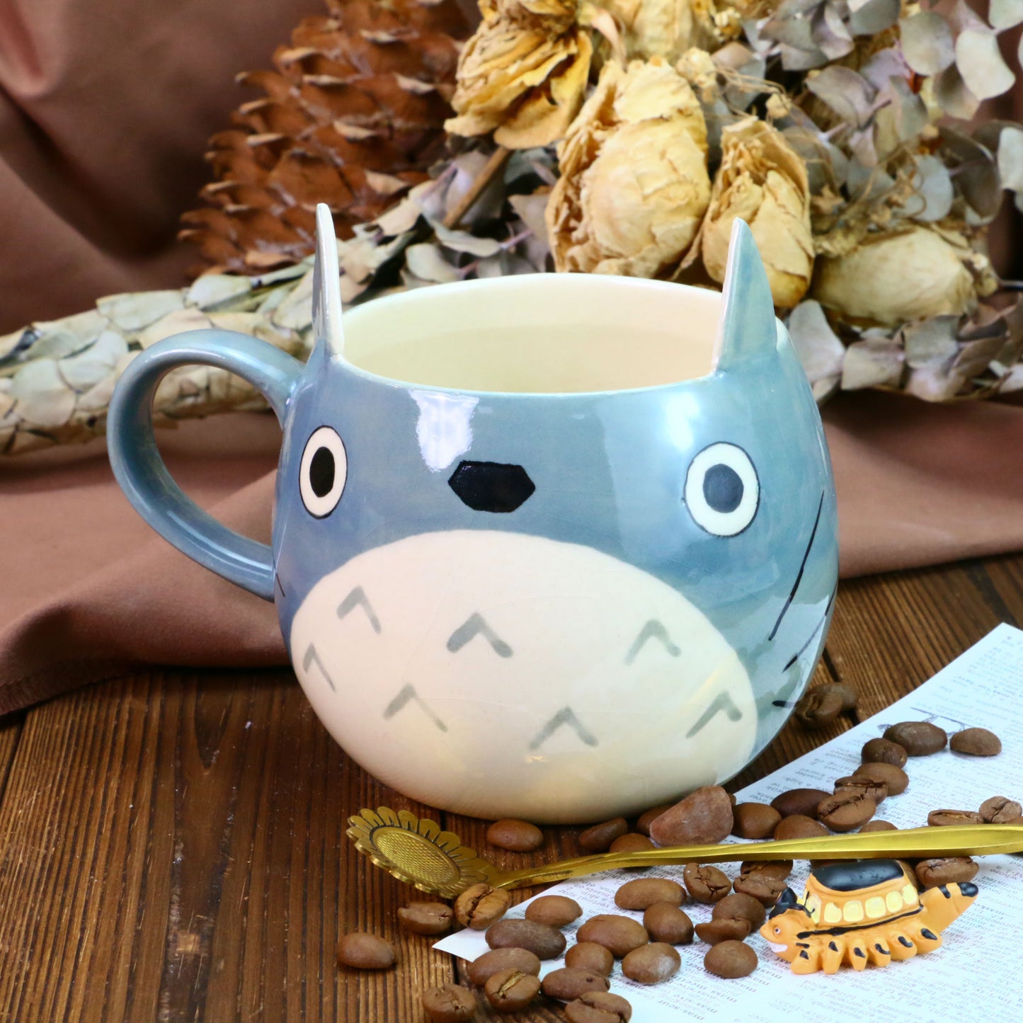 Handmade Totoro Ceramic Mug, Pottery Coffee Cup for Anime Lovers
