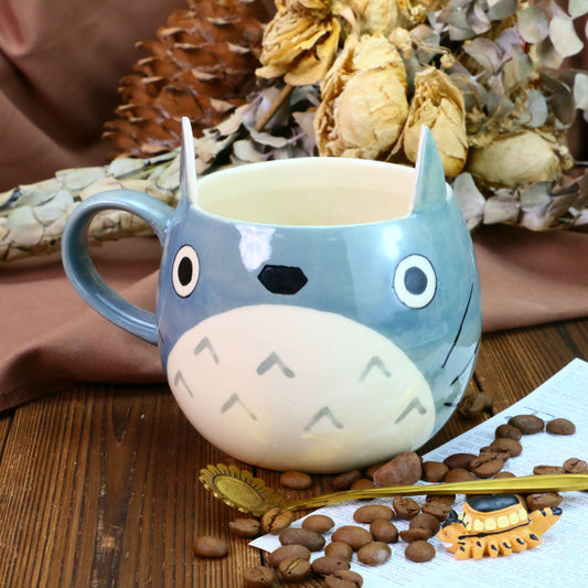 Handmade Totoro Ceramic Mug, Pottery Coffee Cup for Anime Lovers