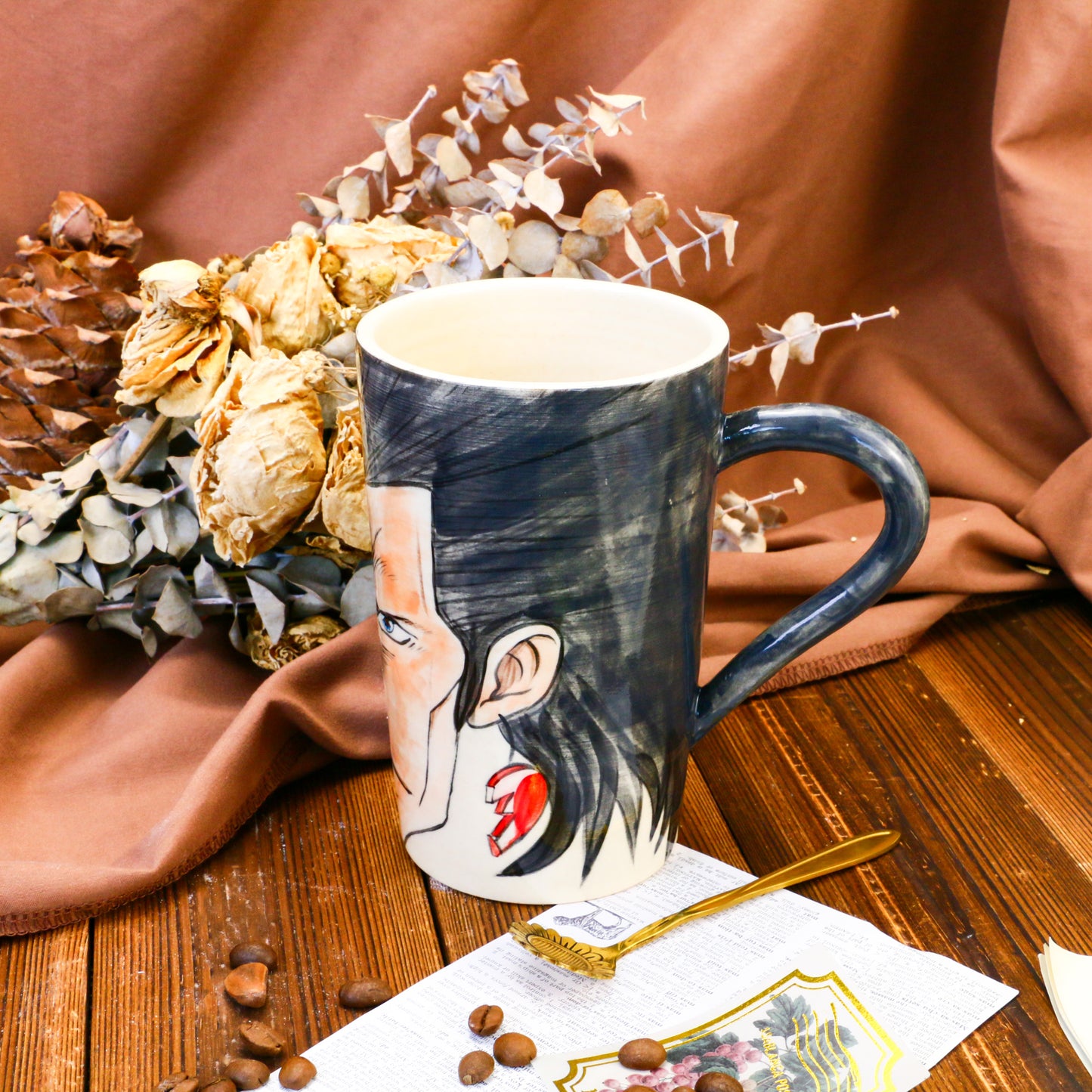 Custom Hand-Painted Portraits Mug, Personalized Art from Your Photo or Idea