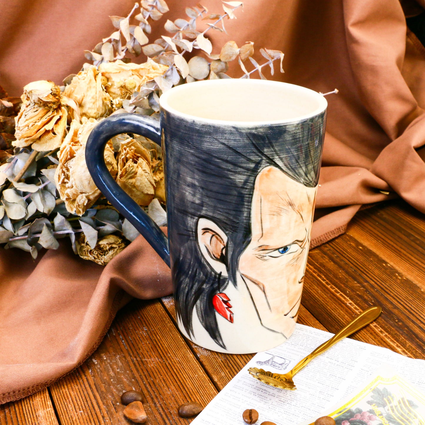 Custom Hand-Painted Portraits Mug, Personalized Art from Your Photo or Idea