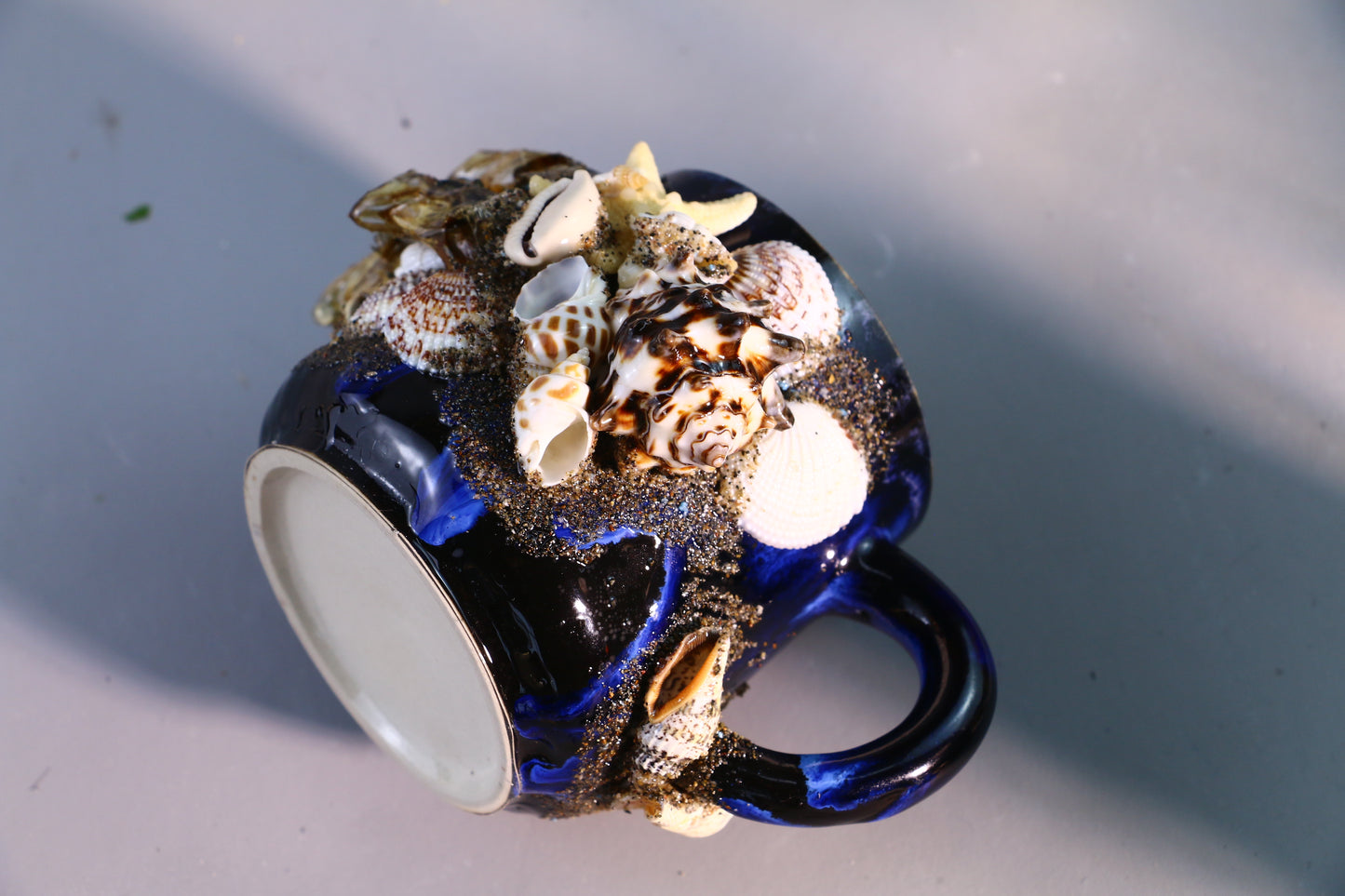 Sea Shell Ceramic Coffee Mug, Ocean Series Personalized Handmade Pottery Cup for Gifts