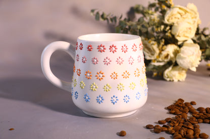 Handgemachte bunte Blumen-Keramiktasse – Süße Keramiktasse für Kaffee- und Teeliebhaber