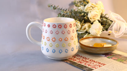 Handgemachte bunte Blumen-Keramiktasse – Süße Keramiktasse für Kaffee- und Teeliebhaber