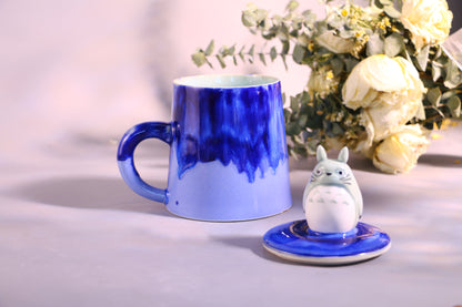 Totoro Ceramic Mug with Lid – Handmade Gift for Anime & Coffee Lovers