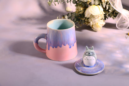 Totoro Ceramic Mug with Lid – Handmade Gift for Anime & Coffee Lovers