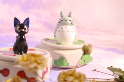 Handmade Totoro&Jiji Ceramic Pet Urn, Custom Pottery Jewelry Box, Personalized Square Cremation Keepsake Urn