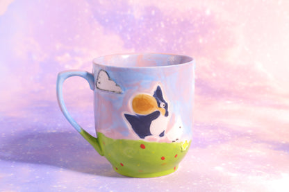 Totoro Handmade Ceramic Mug – 14oz Pottery Cup for Cozy Coffee Moments