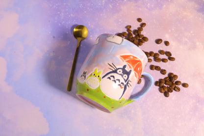 Totoro Handmade Ceramic Mug – 14oz Pottery Cup for Cozy Coffee Moments