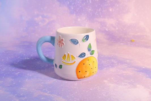 Ceramic Coffee Mug Handmade, Hand-painted Fruit Personalized Pottery Mug