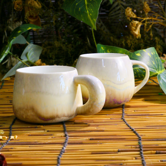 Handmade Gradient Ceramic Mug – Unique Pottery Coffee Cup with Artistic Handle