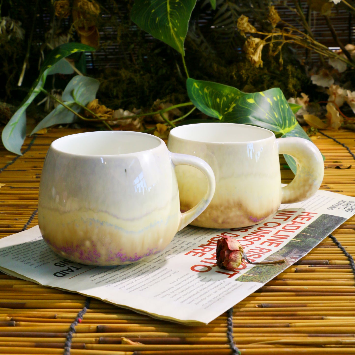 Handmade Gradient Ceramic Mug – Unique Pottery Coffee Cup with Artistic Handle