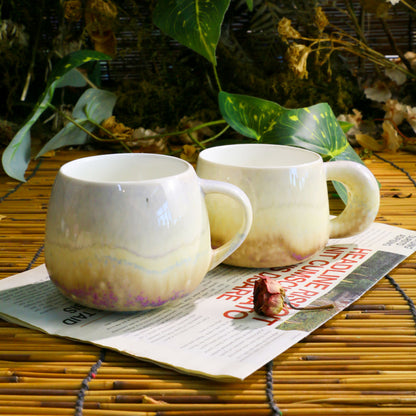 Handmade Gradient Ceramic Mug – Unique Pottery Coffee Cup with Artistic Handle