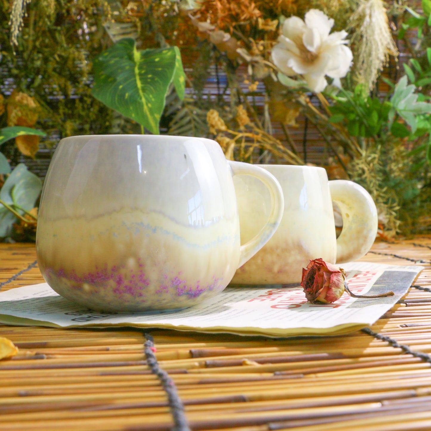 Handmade Gradient Ceramic Mug – Unique Pottery Coffee Cup with Artistic Handle